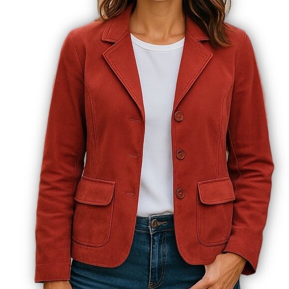 L.L. Bean Corduroy Utility Jacket Flannel Lined Small Rust Red - Picture 1 of 13